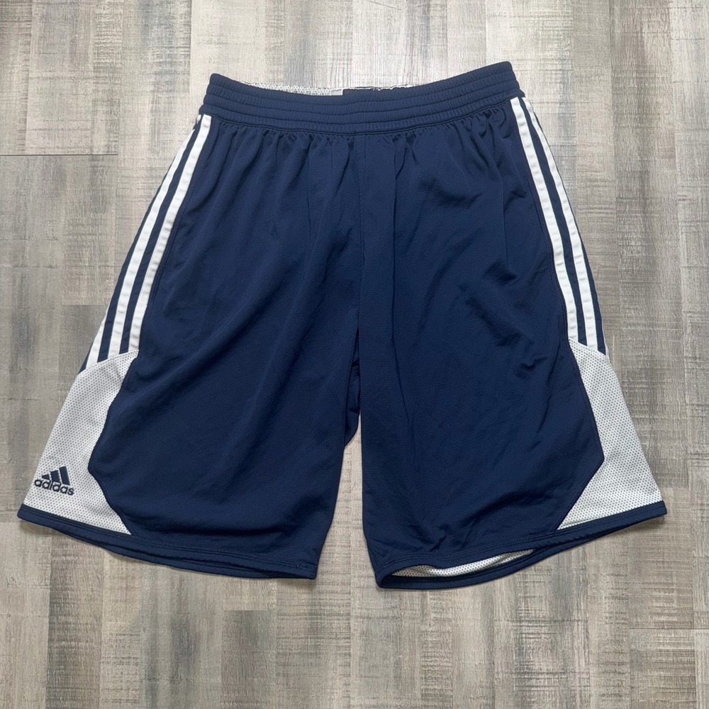 Adidas Mens Basketball Navy Blue 3 Striped Shorts Regular Fit Shorts Size XL